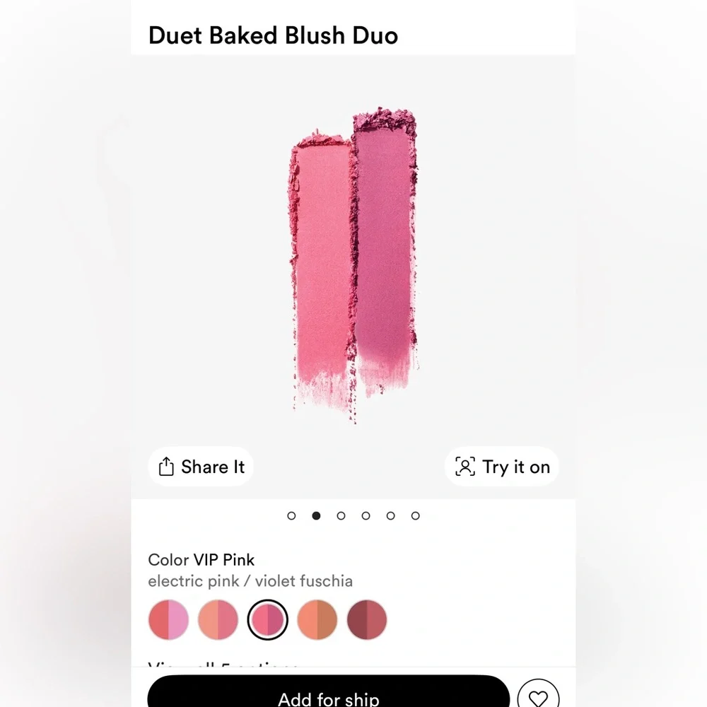 NIB Dibs Beauty Duet Baked Blush Duo in Shade VIP Pink